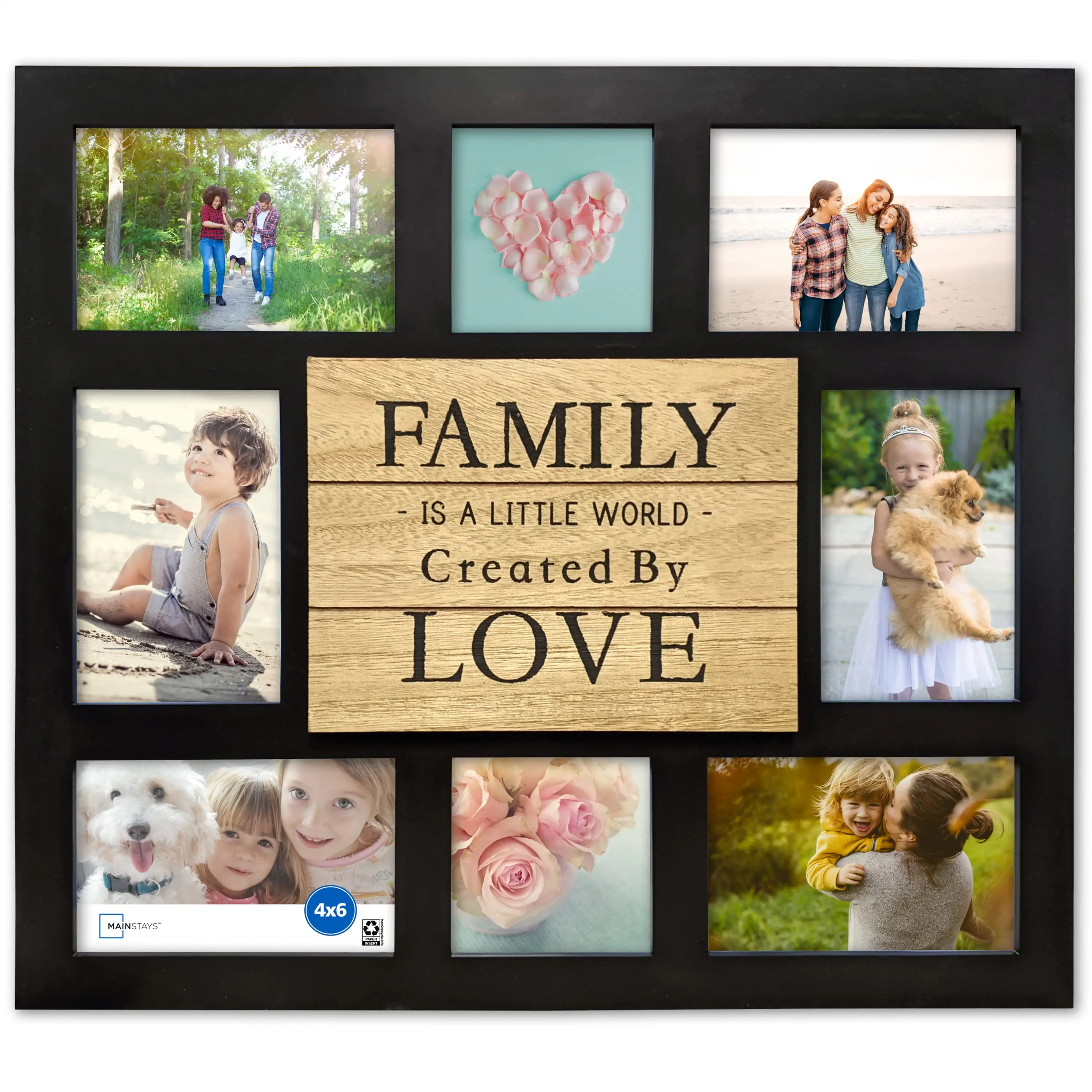 

8-Opening Plaque Sentiment Collage Picture Frame, Black