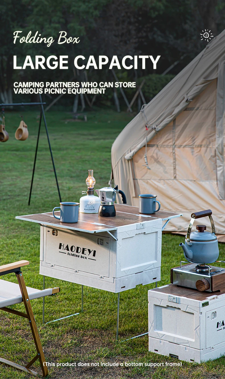 Description Picture 6 of itemOutdoor Folding Storage Box, Large Capacity 50L Storage Box, Double Cover Thickened Camping Picnic Table, Car Storage Cabinet