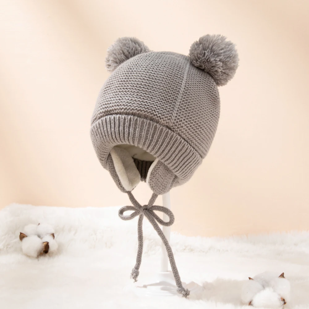 Cute Knit Hat Pompom Baby Hat Thick Warm Baby Girl Boy Hat Beanie Winter Ear Warm Kids Hat Baby Bonnet Muts For Newborn Baby