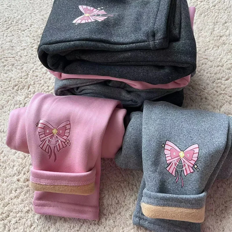 Girls Leggings Autumn Sping Winter Children Plus Velvet Pants Thicken Warm Long Trousers for Kids Baby Skinny Pencil Pants girls pants kids pants girls trousers