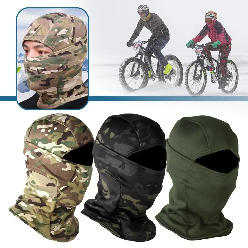 Winter Fleece Warm Camouflage Balaclava Outdoor Cold-proof Ski Cycling Full Face Mask Motorcycle Mask Helmet Lining, full face mask