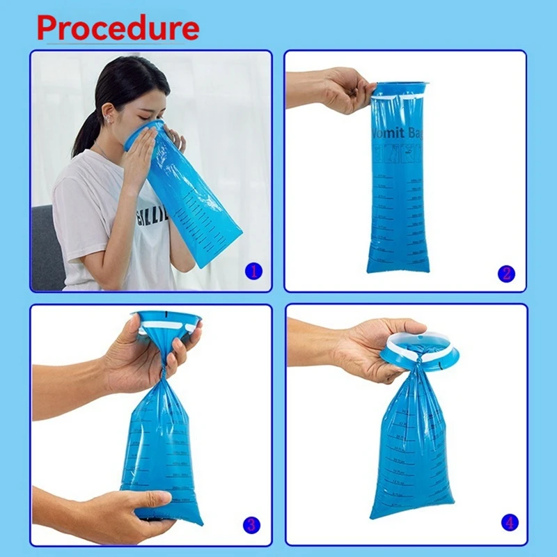 Emesis Bags Disposable, 50 Pack Vomit Bags For For Car Kids & Adult Leak Pure Barf Bags1000ml For Travel Motion Sicknes, 5