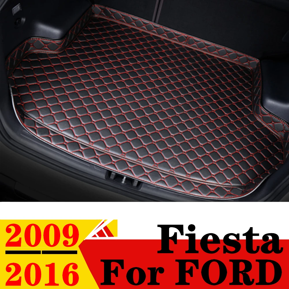 

Коврик для багажника автомобиля FORD Fiesta 2009 2010-2016, высокая боковая Водонепроницаемая Задняя накладка для груза, коврик, автомобильные аксессуары, подкладка для багажника