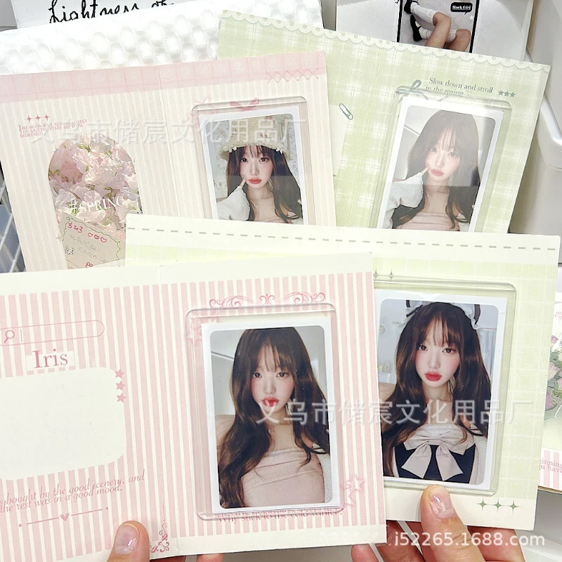 10Pcs Korean Ins Spring Field Folding Card Back Kpop Star 3 Inch Photo Card DIY Packing Material Kawaii Card Message Fixed Board 3