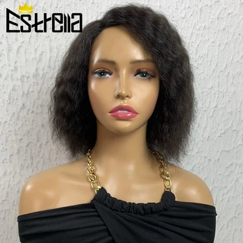 Kinky straight Human Hair Lace Frontal Wig Brazilian Side Part Lace Front Human Hair Wigs For Women Human Hair Natural Color