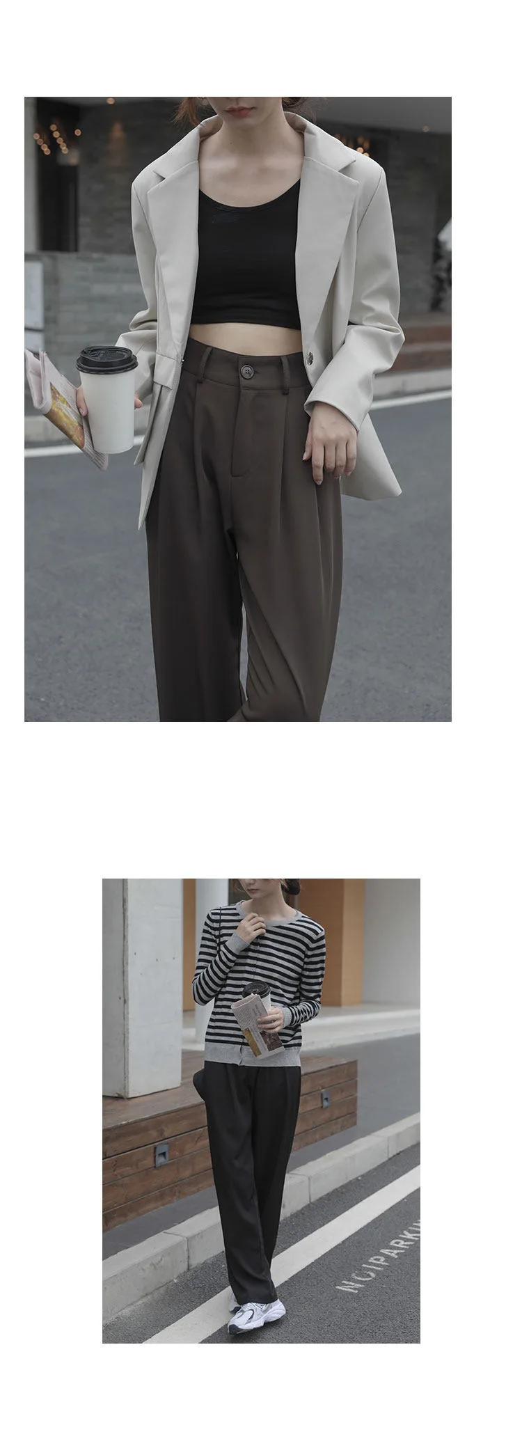 grey sweatpants Wide-leg Suit Pants Women's Loose Coffee High-waisted Drapey Mopping Pants Autumn Straight Fashion Slim Casual Pants Trousers chino pants