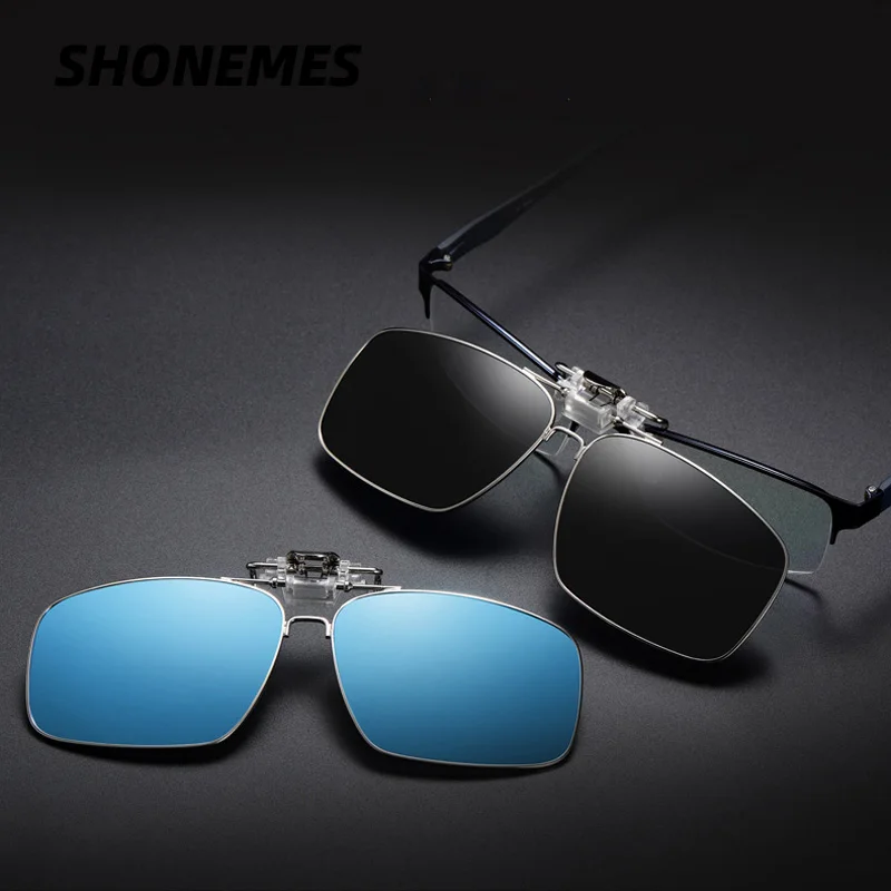 

SHONEMES Clip-on Polarized Sunglasses Flip Up Metal Frame Eyewear Outdoor UV400 Driving Shades for Prescription Glasses
