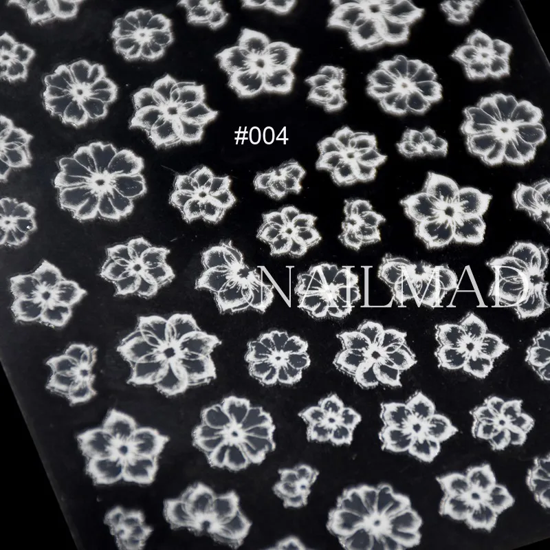 1 sheet Flower Nail Art Stickers White Lace Nail Sticker Acrylic Flower Adhesive Decals Rose Gold Stickers