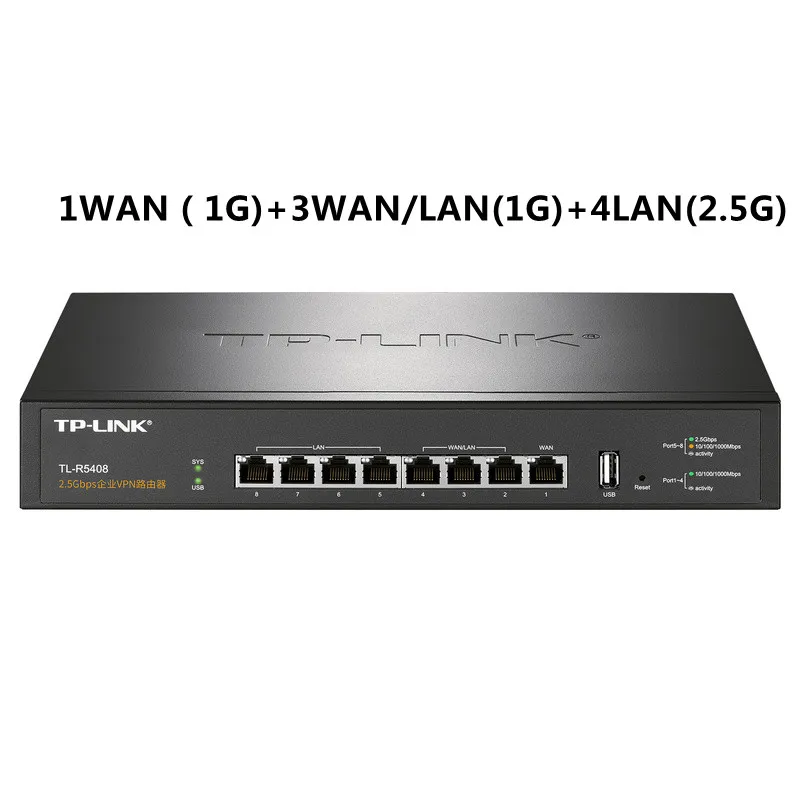 Tp-link 2.5Gbps Enterprise VPN Router TL-R5408 Dual Core 512MB 1WAN+3WAN/LAN+4LAN(2.5G) Built-in AC Load Balancing ARP RJ45