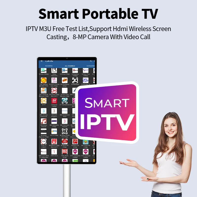 21.5 Inch 1080P Follow By Me Movable Touch Screen Monitor Battery Power Touch Screen Tv Wireless Portable Smart Tv for Home