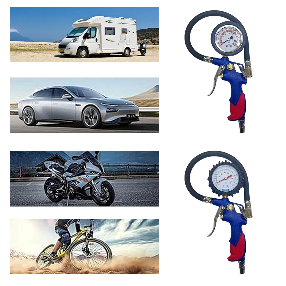 Tire Inflator with Pressure Gauge Mechanical Pointer Tire Pressure Gauge Strong Wear Resistance Easy to Use  for Car Truck