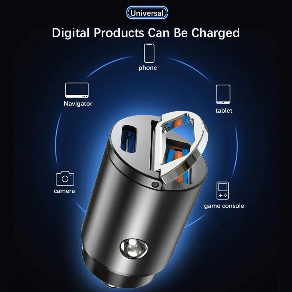 30W 미니 USB C 차량용 충전기 PD QC 3.0 iPhone 14 Pro Max 13 12 11 8 Plus Sumsung iPad Huawei 전화 용 초고속 충전 어댑터