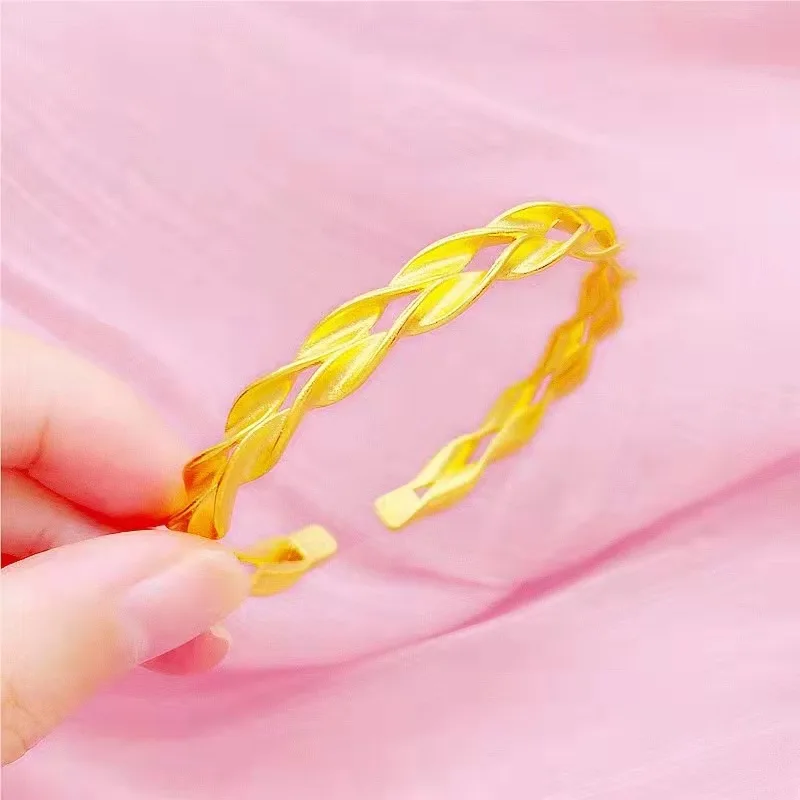 

Fashion 24k Yellow Gold Plated Wheat Ears Matt Bangle Ring Jewelry Set for Women Wedding Engagement Gold Bangles Jewelry Gifts