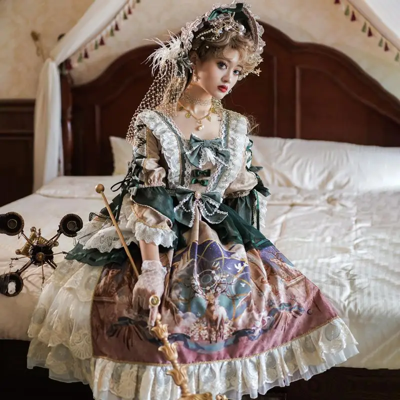 

Dresses Lolita Women Girls Kawaii Miads Lace Princess Sweet Summer One Piece Dress Japanese Harajuku Cute Cosplay Costume Dress