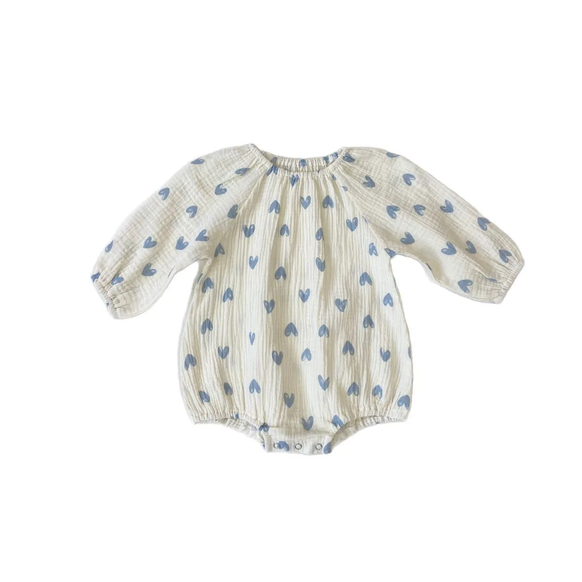 2025 Summer New Baby Girl Blue Heart Print Bodysuit Newborn Cotton Long Sleeve Jumpsuit For Infant Girl Clothes 0-24M 6 2025 Summer New Baby Girl Blue Heart Print Bodysuit Newborn Cotton Long Sleeve Jumpsuit For Infant Girl Clothes 0-24M - Image 6