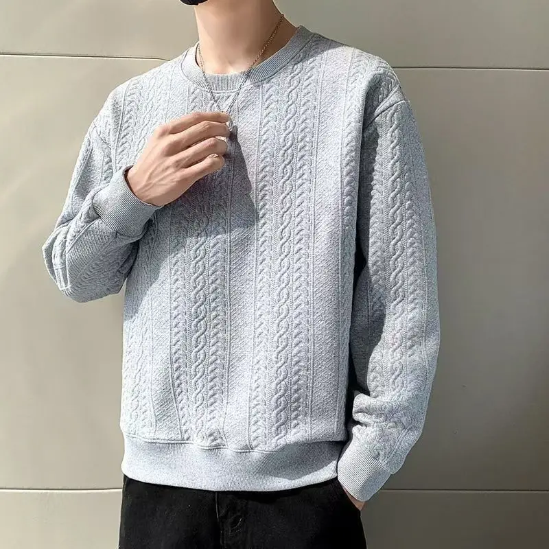Spring  Autumn Tops Men's Sweatshirt Casual Base Shirt Round Collar Pullover Long Sleeve Trendy Fashion Interior Outdoor Wear 3