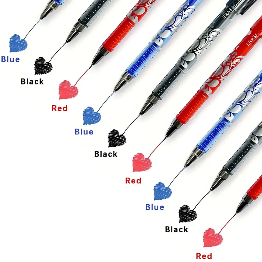 12pcs/set Black/Blue/Red Erasable Gel Pens 3 Colors Fine tip 0.5mm Smooth Writing for Office Students Stationery