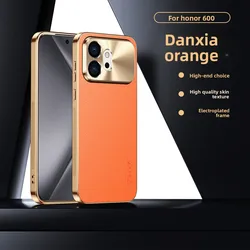 Luxury Anti - Stain Electroplated Lens Case - Shockproof Bumper Full Cover for Honor 600 Pro (Orange)