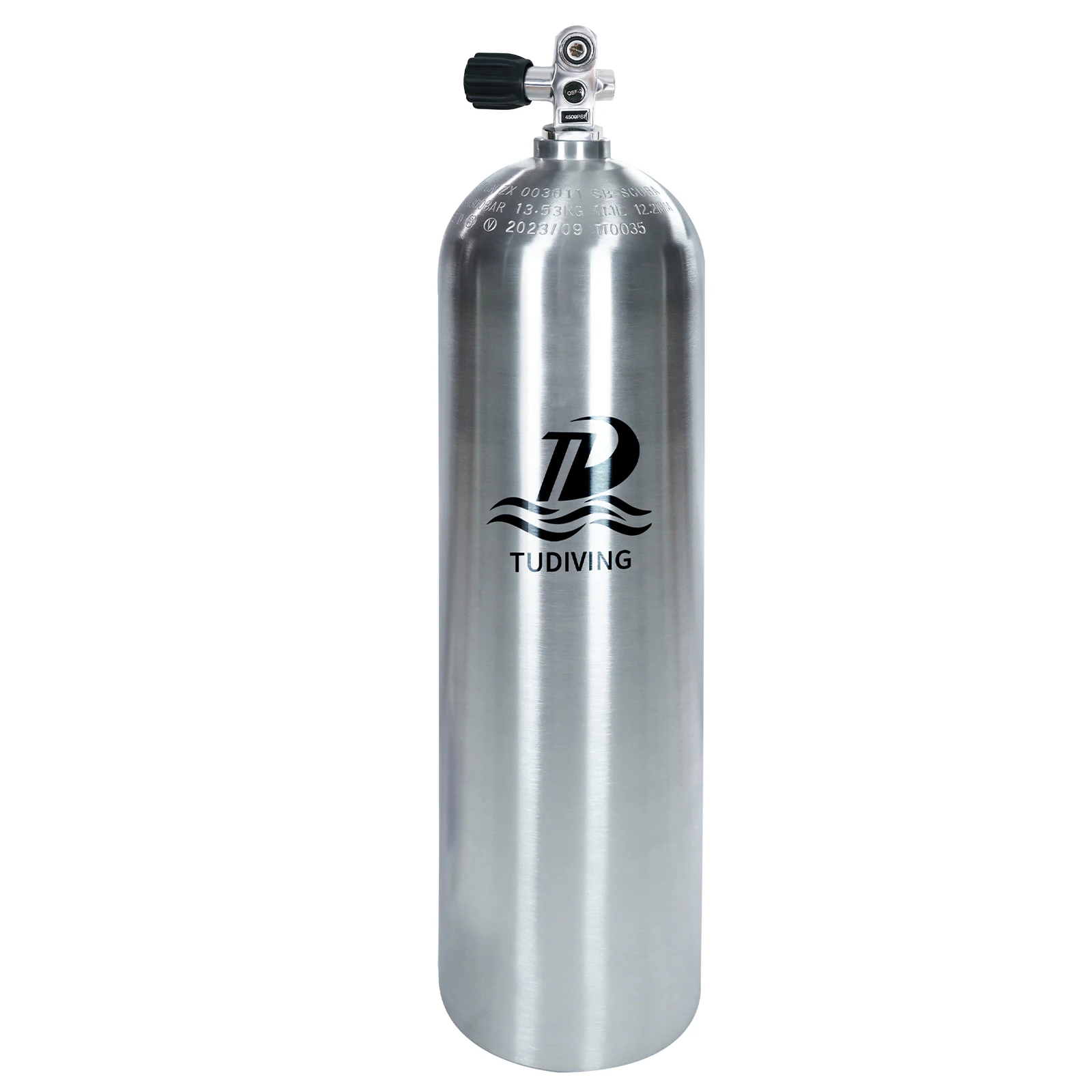 高圧スキューバダイビングエアボトルTUDIVING-12L,ボトルバルブ付き 