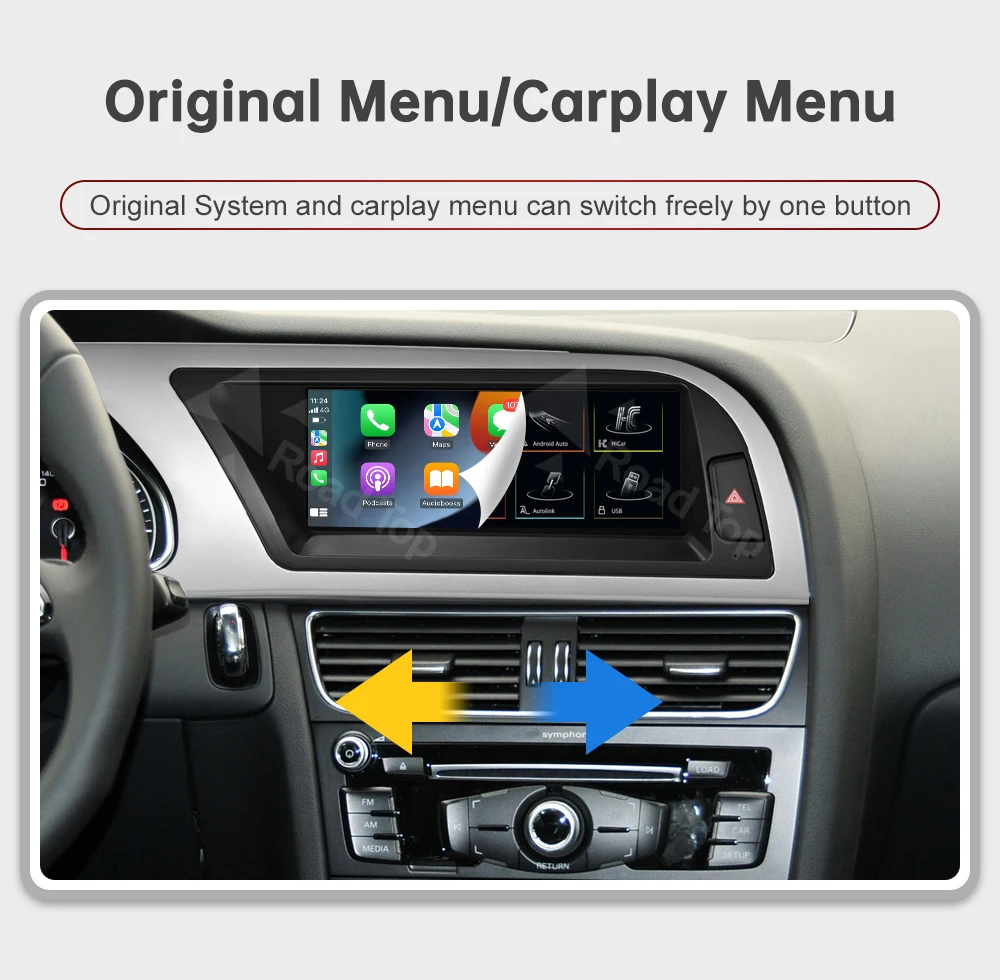 RoadTop 8,9 12,3 Zoll Wireless CarPlay Multimedia Ultra-dünner Bildschirm Android Auto Display für Audi A4 2009-2012 Airplay Autolink – Detail 10