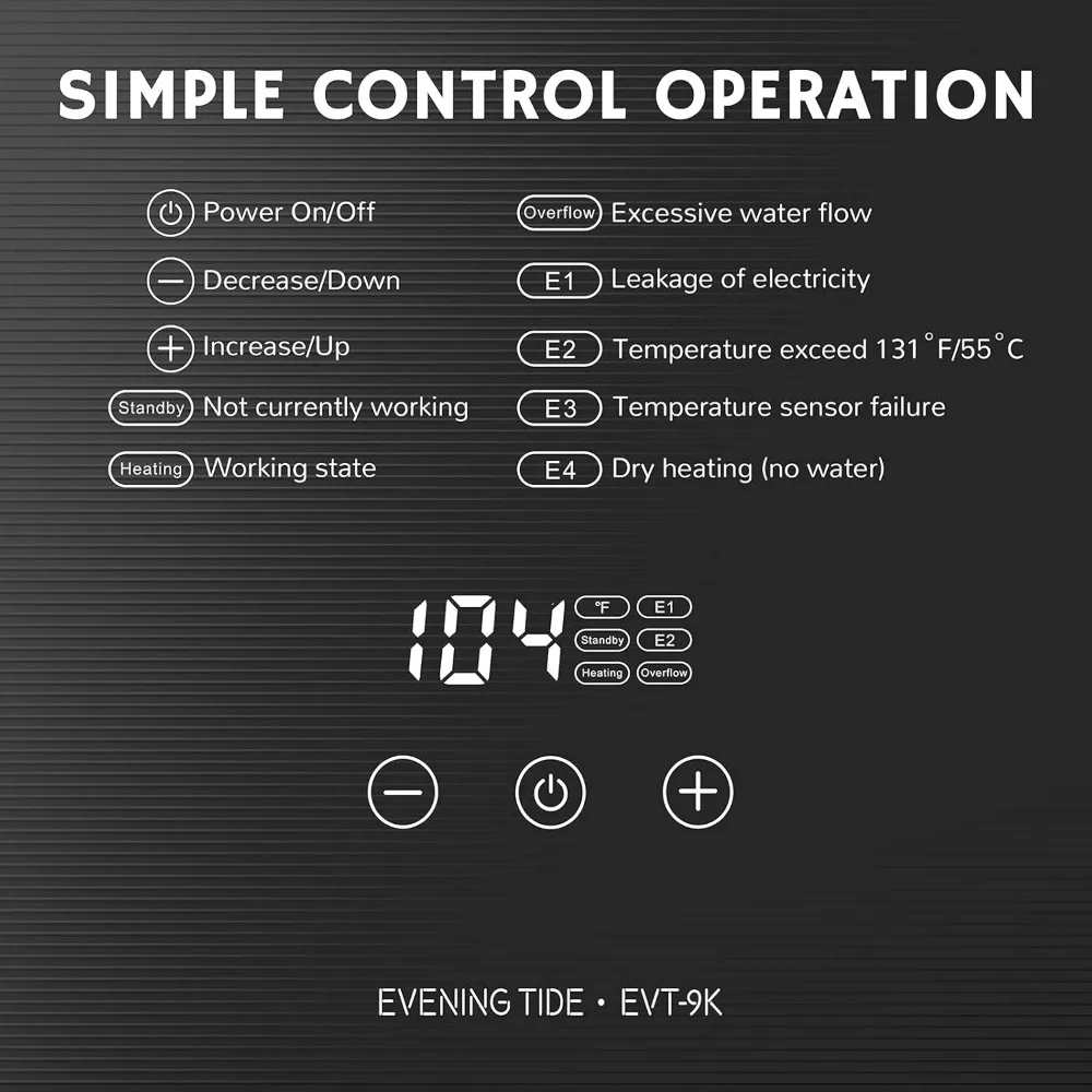 Electric Tankless Water Heater, 9kW, 240Volts-Endless On-Demand Hot Water-Self Modulates to Save Energy