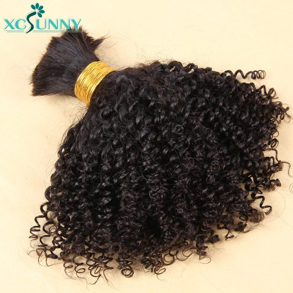 Afro Kinky Krullend Bulk Menselijk Haar Voor Vlechten Geen Inslag Remy Mongoolse Bulk Vlechten Hair Extensions 2/3/4 Stuks Veel Bundel Xcsunny