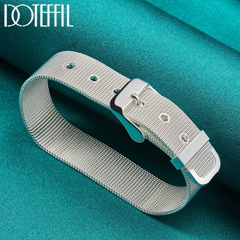 DOTEFFIL-925スターリングシルバーのWeb時計ベルト,男性と女性の