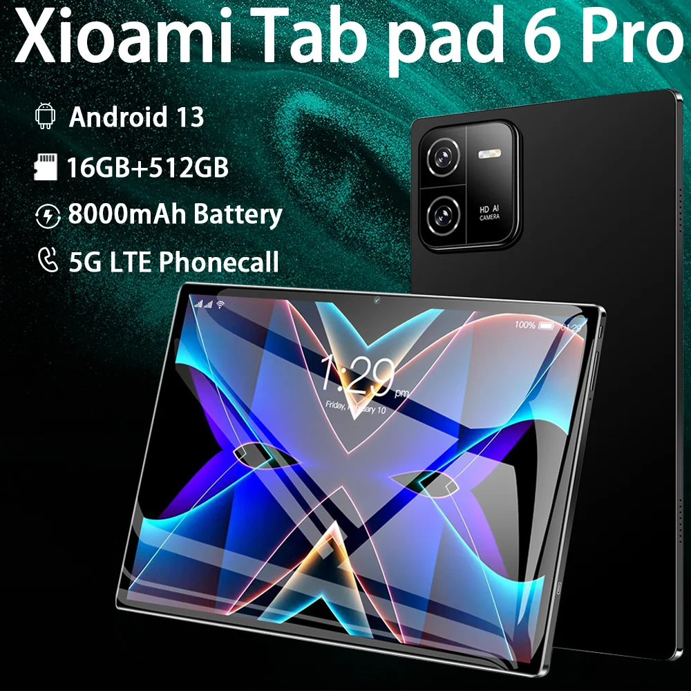 

2024 оригинальные планшеты Pad 6 Pro, ПК, планшетофон 16 ГБ + 1 ТБ, планшет Android 13 Pad 6 max 10,1 дюймов, телефон с двумя SIM-картами, HD 4K Mi Tab