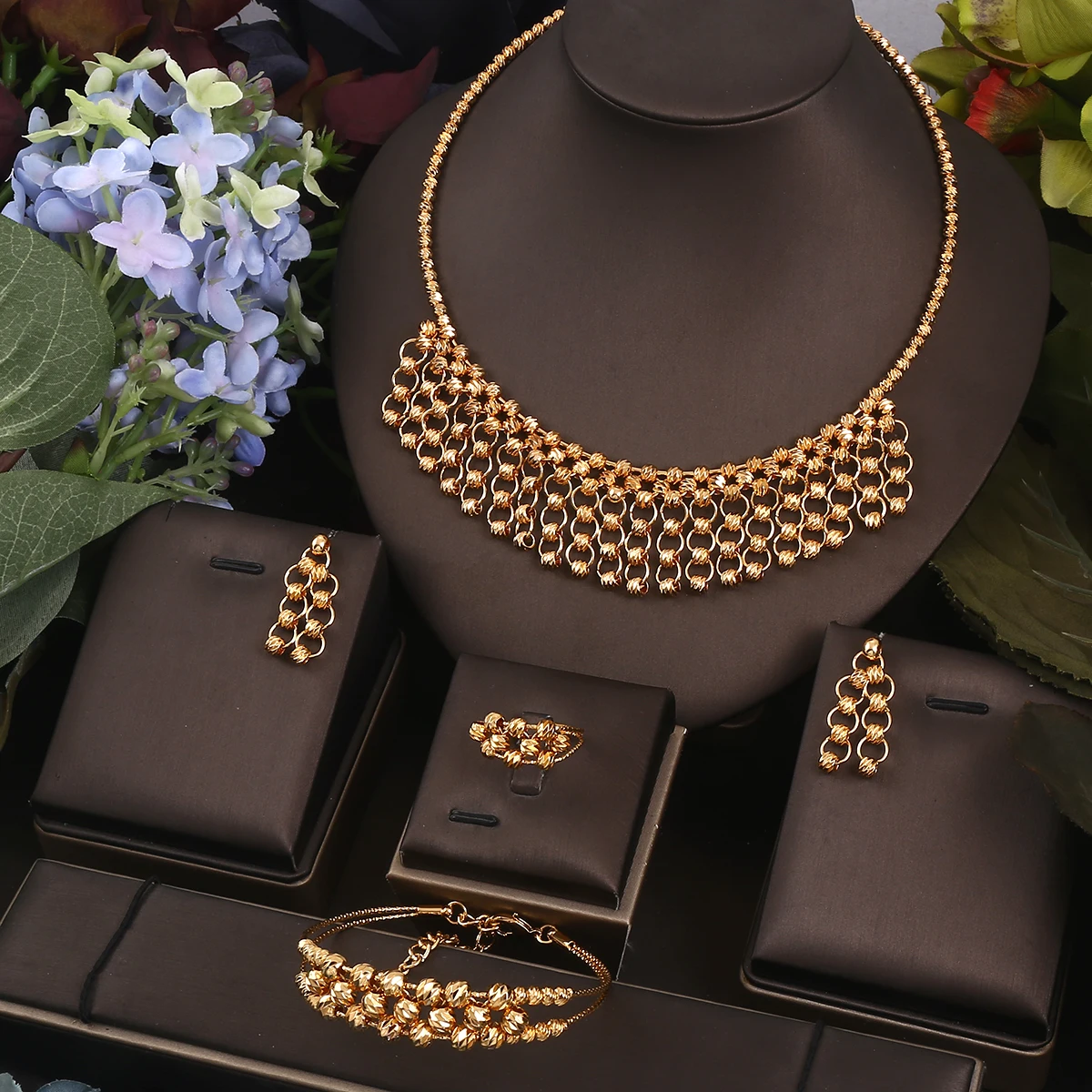 2024 Bridal Zirconia Full Jewelry Sets For Women Party 4pcs Luxury Dubai Nigeria CZ Crystal Wedding Necklace Sets main image 0