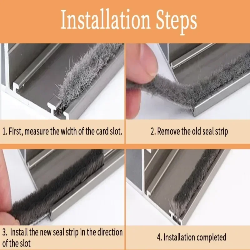 Self-adhesive Sealing Wind-proof Brush Strip 10M for Home Door Window Sound Insulation Strip Gasket Door Insulation Pad