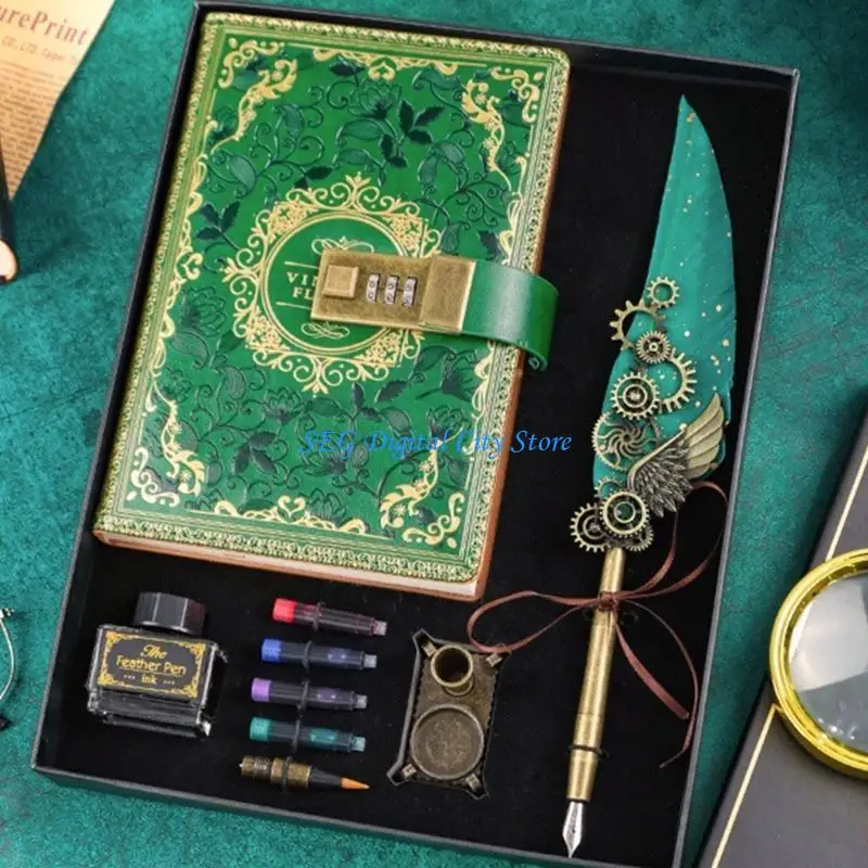 잠금 저널이 포함된 U75B 키드 다이어리 빈티지 잠금 저널 잠금 노트  저널