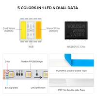 WS2805 Pixels LED Strip Light RGBCCT 5 in 1 Addressable LED Lights Dual Signal RGB WW CW 3000K-6500K DC12V 24V 1 IC to 3/6/7 LED - Image 2