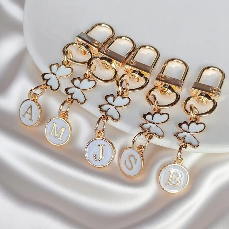 Metall-Schmetterlings-Buchstaben-Schlüsselanhänger, modisch, A-Z, 26 Buchstaben, Schlüsselanhänger, Charms, Autoschlüsselhalter, Taschenanhänger, Zubehör, Schmuck, Geschenk – Detail 3