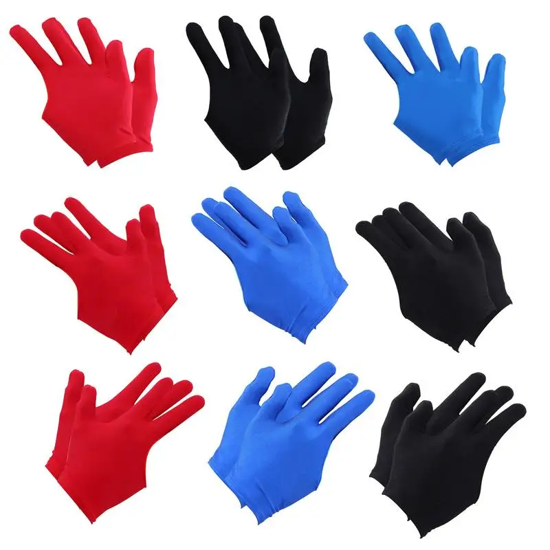 2Pcs Professional Open Finger Billiard Pool Gloves Pool Gloves Portable Light Elasticity Billiard Training Hand