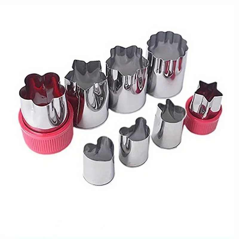 8Pcs/set Cartoon Animals Flowers Cookie Cutters Fruit Stamps Molds Baking Tools Kitchen Gadgets