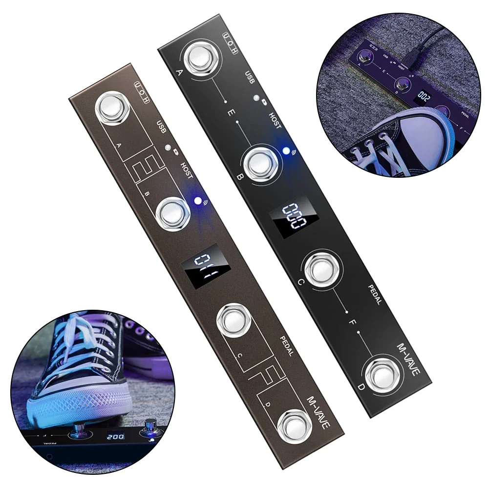 MIDI Controller M-VAVE Chocolate Plus For MIDI Footswitch Controller Rechargeable 4 Buttons For MIDI Controller Pedal Wireless Transmission