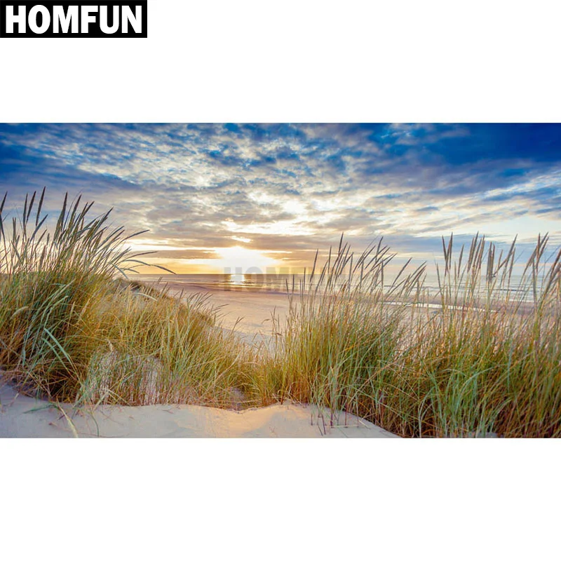HOMFUN Full Square/Round Drill 5D DIY Diamond Painting "Sandy beach" Embroidery Cross Stitch 5D Home Decor Gift