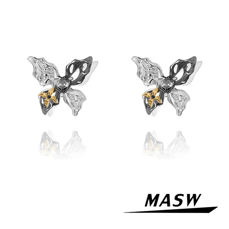 

MASW Original Design High Qulity Brass Senior Sense Butterfly Earrings For Women Girl Gift 2023 Trend New Fashion Accessories