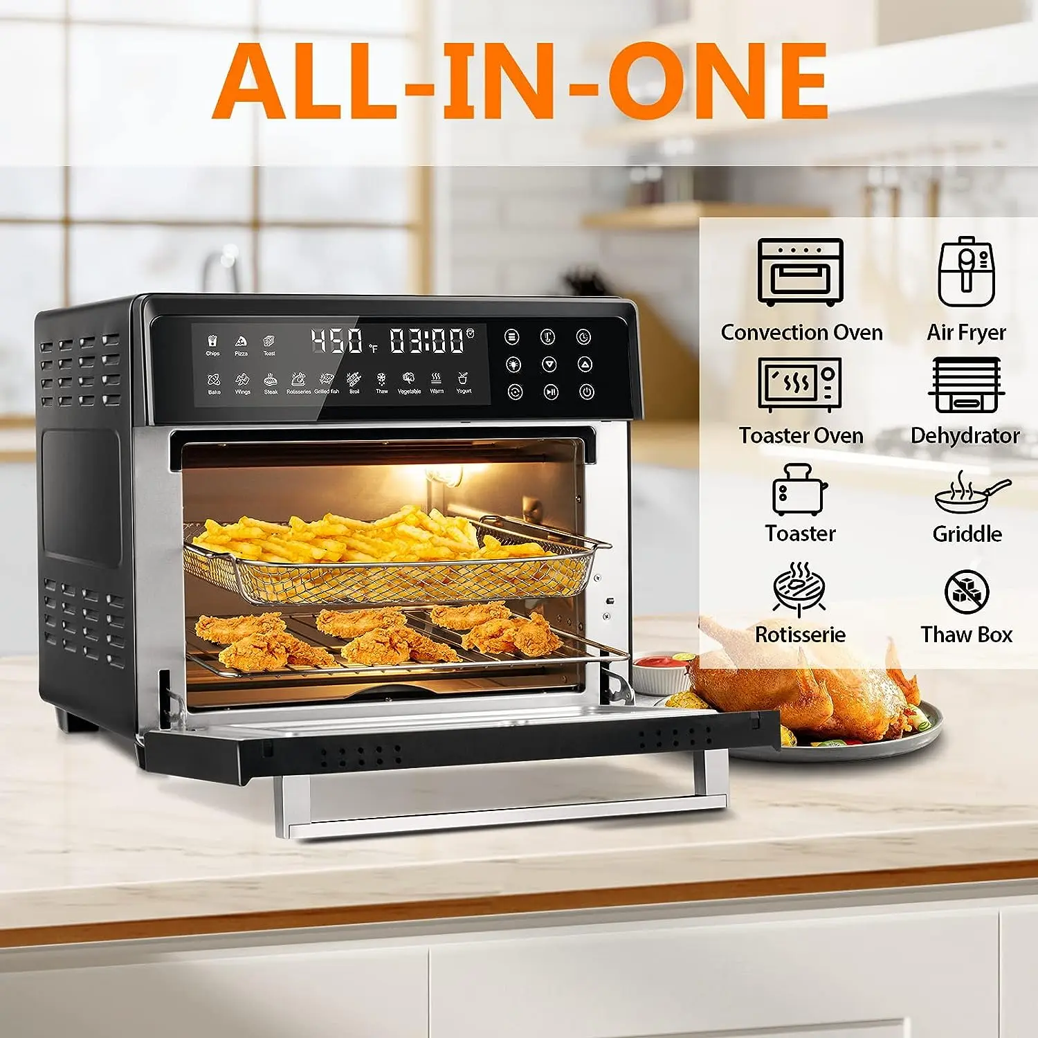 Fryer Oven, 13-in-1 Convection Oven, 24QT Air Fryer Combo