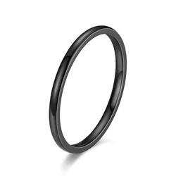 Elegant Matte Black Stainless Steel Ring - Fashion Charm Jewelry - 8 (2MM Black)