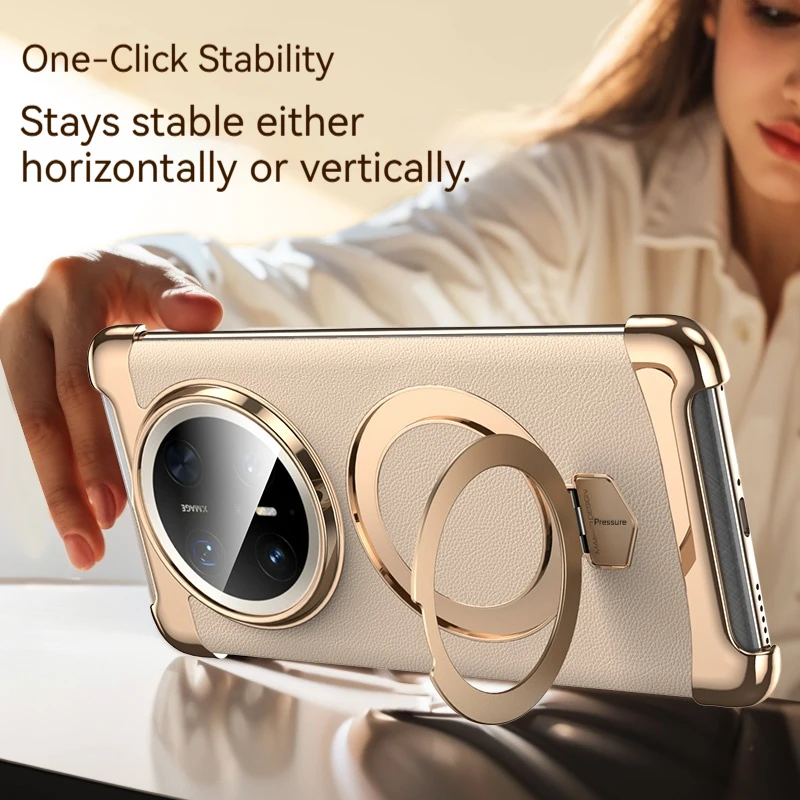 Sleek Magnetic Leather Phone Case with Rotating Bracket