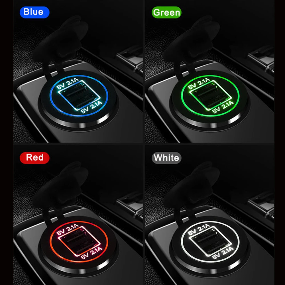 Universal Waterproof  4.2A Dual USB Fast Charger Car Cigarette Lighter Socket  DC12V-24V for Marine RV Boat Motorcyc