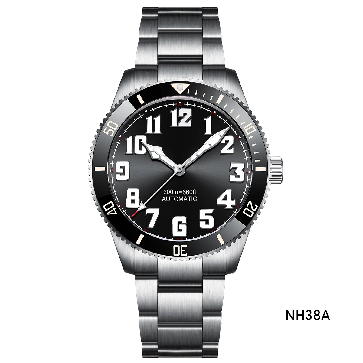 Diving Men Watch Black Dial Automatic Mechanical Watch Vintage Date Window 40mm mechanical watch,diver watch