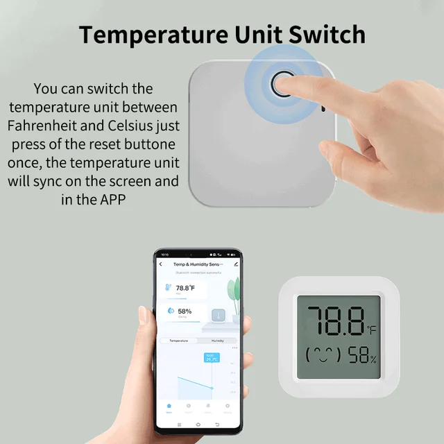 Bluetooth Temperature Humidity Sensor Mini LCD Screen Smart Tuya APP Remote Voice Control Google Thermometer Hygrometer 6