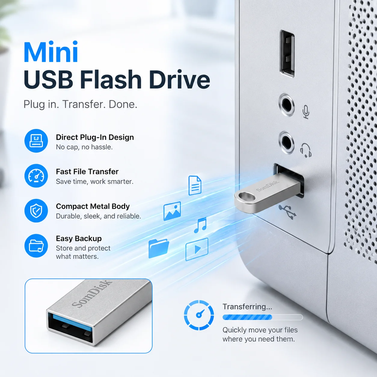 High-Capacity Waterproof USB Flash Drive - Available in 64GB, 128GB, 256GB