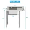 Single Bowl Stainless Steel Utility Sink With Drainboard,Commercial Kitchen Sink For Laundry, Backyard, Garage, Restaurant 3