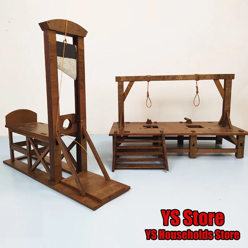 

3 Pcs/Set Handmade Torture Tool Model Accessory Toys Guillotine Gallows Prison Cage Soldier Scene Ornament Collectible Dolls