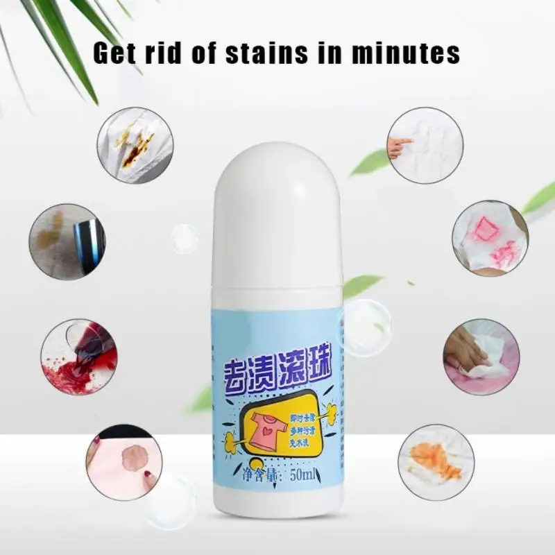 Stain Remover Spray Sneaker Cleaner 50ML Portable Clothes Stain Removal Strong Cleaning Multi-purpose Oil Stain Remover Roller-ball Cleaner For White T-Shirt Shoes