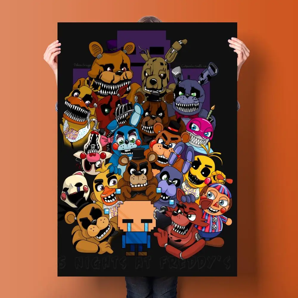 Fnaf Five-night-At-Freddys Anime Game Poster and Print Canvas Painting  Cartoon Bear Wall Art Picture for Room Home Decor Cuadros - AliExpress