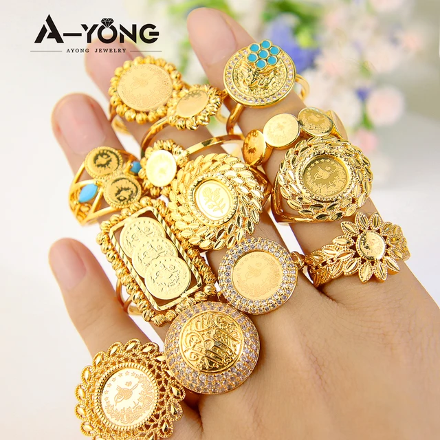 in Stock Ayong Turquoise Jewelry Wholesale Double Coin Ring Brass 18K Gold  Women Rings - China Ring and Coin Ring price | Made-in-China.com